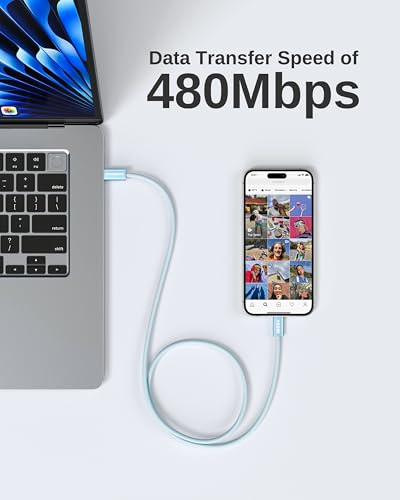 Image of USB C to USB C Cable, 3ft, 100W PD 5A Fast Charging Cord, Aluminum Connector & Nylon Braided Type C Charger Cord for iPhone 17 /16 /15, MacBook Air /Pro, iPad Pro, Samsung S25 /S24 /S23, Pixel 10(Blue)
