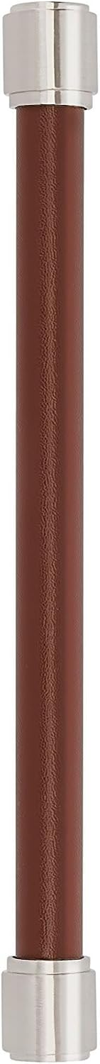 Signature Hardware 954066-7916 Lazzara 7-9/16 Inch Center to Center Brown Leather Bar Cabinet Pull - Matte Black