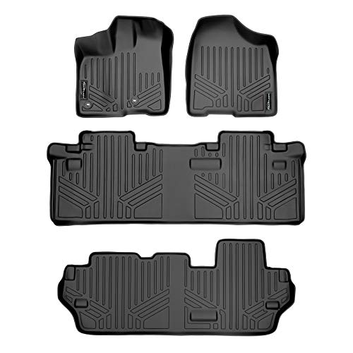 SMARTLINER Custom Fit Floor Mats 3 Row Liner Set Black Compatible with 2013-2020 Toyota Sienna 8 Passenger Model