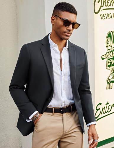 PJ PAUL JONES Men Wool Blend Blazer Jackets Notch Lapel Casual Blazer Sport Jackets Coats Dark Grey M2