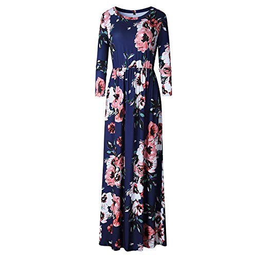 MOYAO Vestido maxi de mujer de talla grande de verano con estampado floral boho vestido de playa vestido de fiesta de noche, 5, S