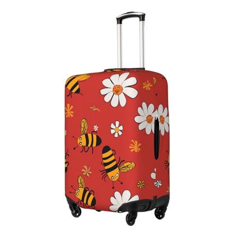 Red Bee Daisy Luggage Cover Washable Elastic Suitcase Cover Anti-Scratch Travel Luggage Protector Covers for Kids Adult M fits 22-24 inch Suitcase2