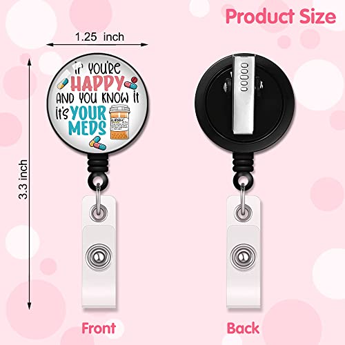 Rzhv If You're Happy And You Know It It's Your Meds Retractable Badge Reel With Alligator Clip, Funny Pills Id Card Badge Holder Gift For Pharmacy Office Worker Boss Nurse Doctor Therapist Crna Rn #TOP1