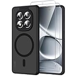 Pnakqil Coque pour Xiaomi Redmi Note 15 Pro 5G Compatible avec MagSafe,Givré Translucide Magnétique Housse mit 2 Verre Trempé,Antichoc Anti-Rayures Anti-Jaune Contre Les Chutes Rigide Étui Case,Noir