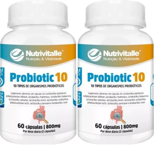 Probiotic 10 800 mg 60 Cápsulas Nutrivitalle Kit 2 Unidades