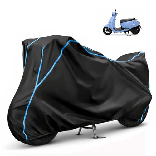 Image of Compatible with EeVe Forseti Waterproof Two Wheeler Scooter Body Cover Water Resistant, Heavy Duty, UV Rays, Dust & Scratch Protection for All-Modal & Variants (Black,Sky Blue Piping)
