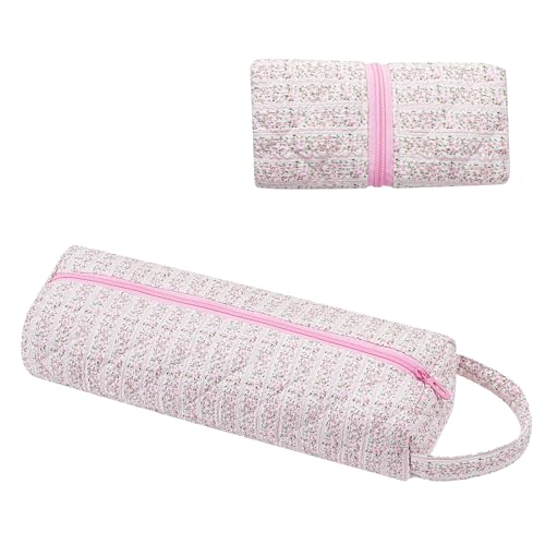 Image of RSRSLEII Quilted Hair Tools Travel Bag,Hair Styling Accessories Storage Case for Shark FlexStyle, Dyson Airwrap Hair Dryer, Curling Iron, Revlon Hair Tools,Portable and foldable(07Small Pink Flower)