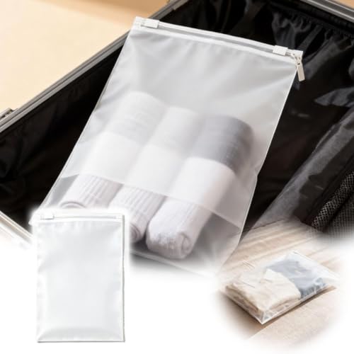 Clothes Storage Bags with Zipper, 17-50cm Frosted Transparent Travel Clothes Storage Organizer for Bedroom Closet (Clear 1) — view 4