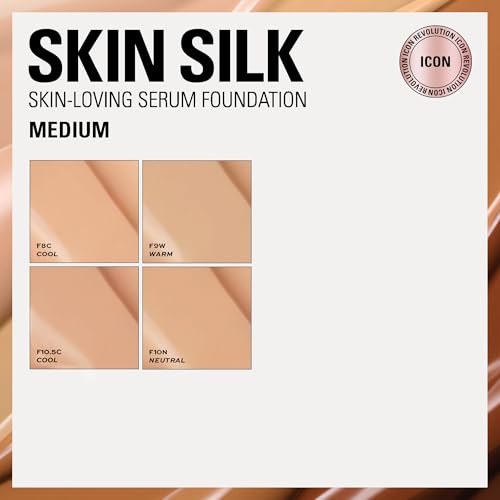 Image of Revolution Skin Silk Radiant Satin Serum Foundation, F8C Medium Skin Tones
