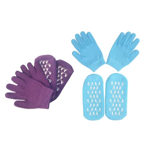 BESTYASH 2Juegos Guantes y Calcetines de Gel Hidratante de Color y Cuidado Suave Manos y Pies Hidratante y Suavizante