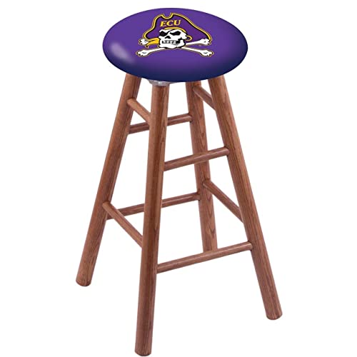 Holland Bar Stool Co. Oak Extra Tall Bar Stool in Medium Finish with East Carolina Seat by The