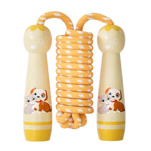 Opiniones y reviews de Ropa de Ejercicio y fitness para Niño Top 10. 50 Cuerda de saltar para niños, cuerda de saltar trenzada de algodón ajustable con mango de madera para niños pequeños, fitness, ejercicio, actividades al aire última...