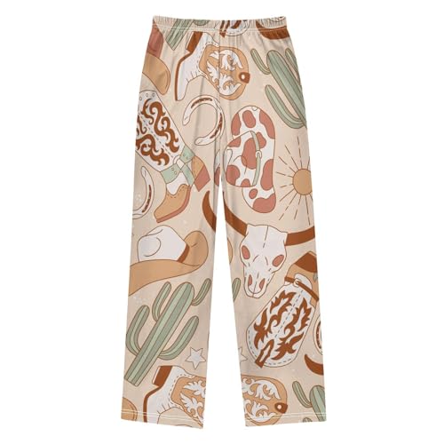 Cowboy Hat Boys Pants Boys Athletic Pants Long Pant for Boywith Pockets Wide-Leg Size 6-14Y2