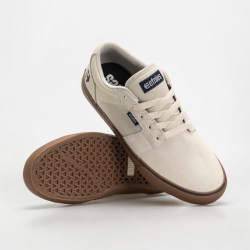 Image of Etnies Barge LS - Classic Skate Look, Slim Vulcanized Silhoutte, Hefty Armored Collar, Reinforced Vulc - White /Navy - 9