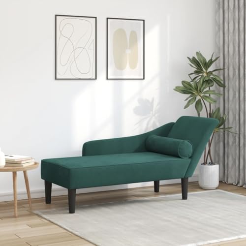 Générique Chaise Longue avec Coussins Vert foncé Velours,Meubles, Fauteuils et chaises, Chaises Longues, Vert (Poids 15.55KG)