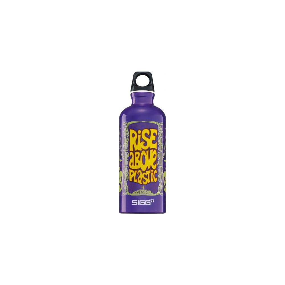 Gourde Sigg 60cl écologique Rise Above Plastic, le flacon sans BPA violet et jaune ultra léger