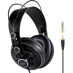 Superlux HD681B Wired Semi-Open Studio Headphones, 50mm Drivers, 32Ω, Black | For recording, streaming and gaming; balanced 50mm-driver sound, 10Hz–30kHz response and a long single-sided cable