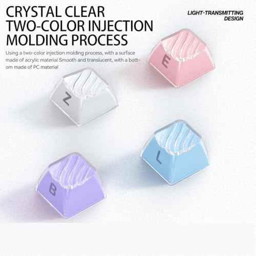 Image of 136 Keys Crystal Pudding Keycaps, OEM Profile Side Printed Keycaps Set, ABS+PC Double Shot for MX Switches Mechanical Keyboard(Blue)