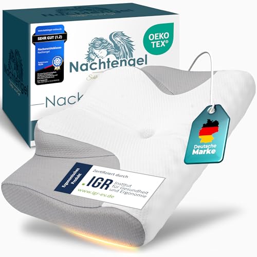 Nachtengel Orthopädisches Kissen – Ergonomisches Kopfkissen Nackenschmerzen aus Memory Foam, IGR-Zertifiziert, Anti-Schnarch-Kissen, Nackenstützkissen für Rücken-, Bauch- & Seitenschläferkissen