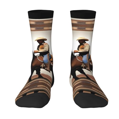 XZDWPY Cowboy Heritage Unisex Mid-Calf Socks 2 Black-1 Polyester Skin-Friendly Moisture-Wicking Fashionable Crew Socks