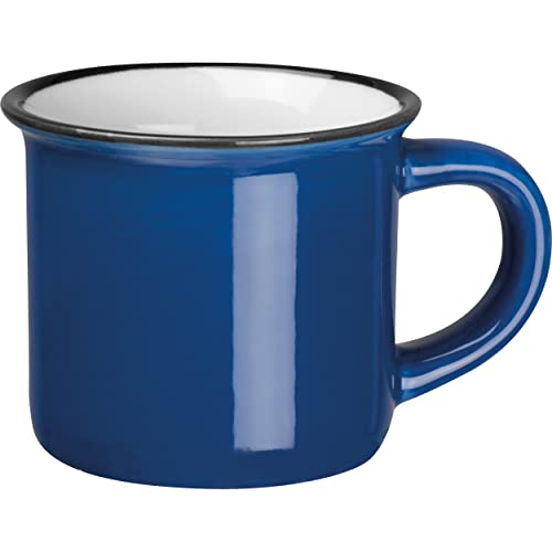 Juego de 4 tazas de espresso en estilo retro vintage de cerámica con 60 ml de color azul (4))