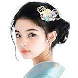 [OTAKUMARKET] 七五三 髪飾り 子供 袴 着物 卒業式 浴衣 夏祭り 着物 和装 和風 クリップ 髪留め 4色選べる (青)
