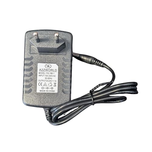 Alimentatore 24W 24V DC 1 A con Spina EU, Trasformatore da 220 V AC a 24 V DC, Colore Nero – Ideale per Strisce LED, Telecamere, Router