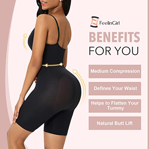 Feelingirl Body Shaper Tummy Control Shapewear Plus Size Seamless Full Body Waist Trainer Butt Lifter Bodysuit Back Support Black M/L #TOP3