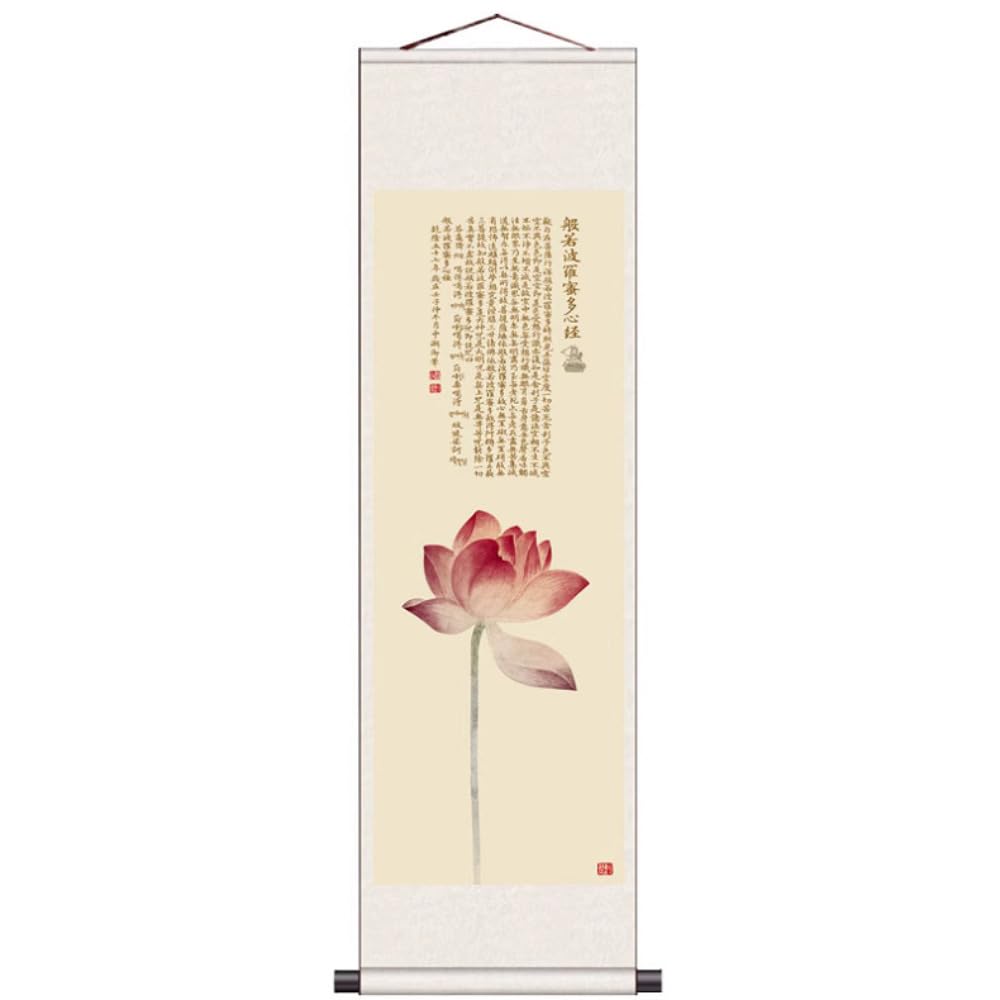KEXYOAN Feng Shui Hanging Painting Zen Mind Sutra Scroll Decoration Buddha Hall