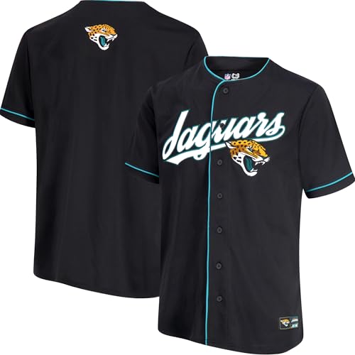 Ultra Game NFL Official Adults Game Day Button Down Baseball Mesh Jersey Shirt - Unisex, Jacksonville Jaguars, Team Color, Medium