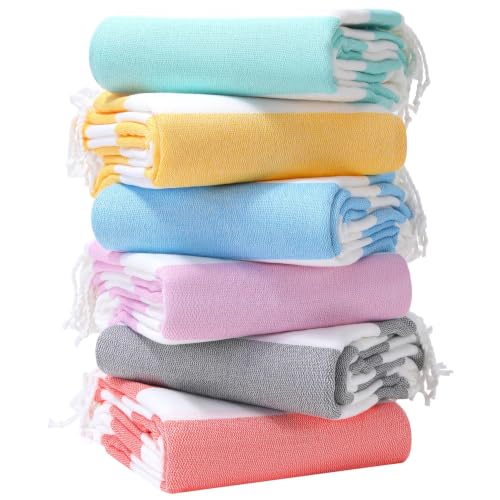 Genovega 6 Oversized Cotton Turkish Beach Bath Towel Set Bulk 74'x38' Extra Large Sand Free Quick Dry Swimming Camping P