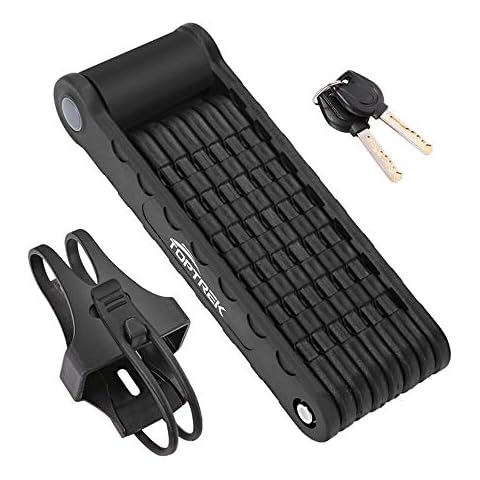 Toptrek Faltschloss mit Halterung Fahrradschloss Schlüssel Lang 94cm 8 Gelenken Fahrradschloß Sicherheitsstufe Level 7 Fahrrad Faltschloß Cover