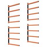 OUSHENG 8-Level Lumber Storage Rack, Wall Mounted Wood Organizer Metal Garage Shelves Shelving Indoor and Outdoor Organization