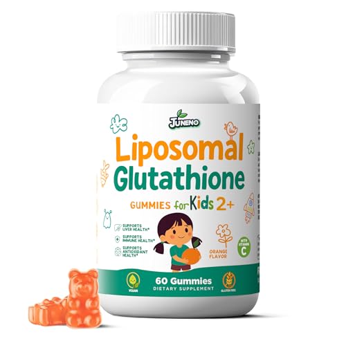 Juneno Liposomal Glutathione Gummies for Kids - Vitamin C Supplement for Healthy Immune Support Antioxidants & Detox - Sugar Free Vegan Non GMO