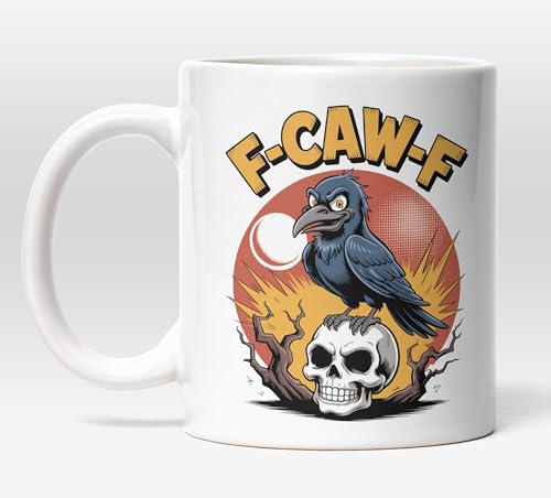 Millhouse prints f-caw-f raven skull mug