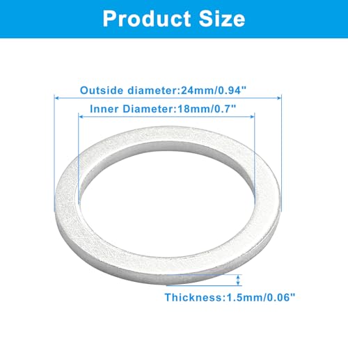 Image of 15Pcs Aluminum Oil Drain Plug Gasket Crush Washers 18mm Inner Diameter Washers Seals Rings Used for Oil Change