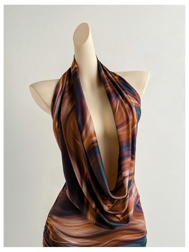 SweatyRocks Women's Club Halter Cowl Neck Dress Draped Going Out Open Back Cocktail Mini Dresses Party Clubwear3