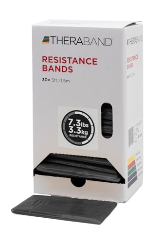 THERABAND Resistance Bands, 5 Foot, 30 Count Professional Latex Elastic Bands For Upper & Lower Body Exercise, Physical Therapy, Pilates, Home Workouts, & Rehab, Special Heavy Black, Advanced, Level 5