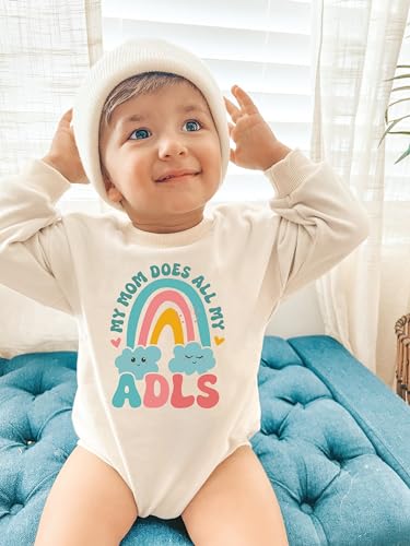 Cute Baby Printed Romper Mom Does All My ADLs Personalized Baby Funny Bodysuit Baby Shower Caring Mom Sweatshirt3