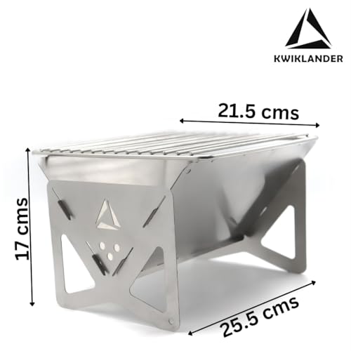 Image of Mini Stainless Steel Portable BBQ Grill - Charcoal Camping Grill - Foldable Barbeque Tandoor