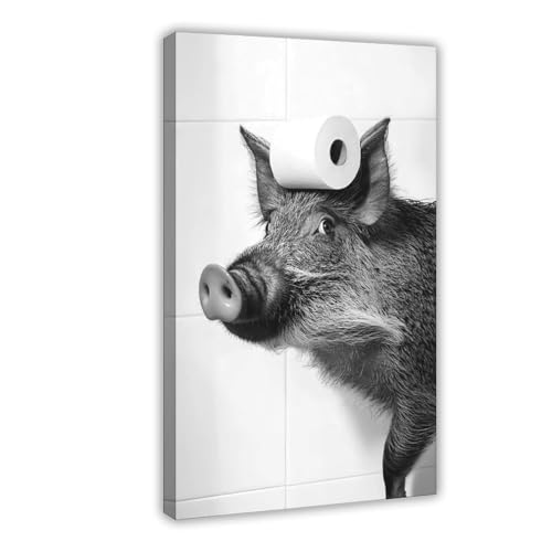 Sanglier tableau sur toile 40x60 cm déco bureau et chambre