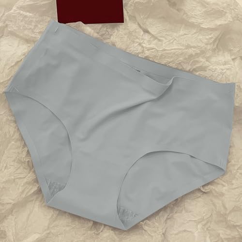 DystopiaWorld Sous-vêtements en soie glacée sans trace - Taille moyenne - Respirant - Soulève les hanches - 5XL - Gris