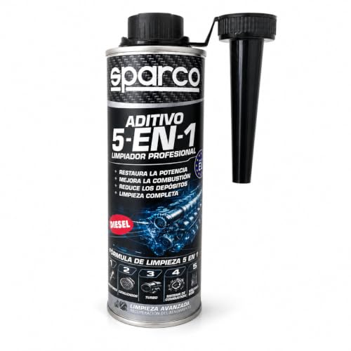 Sparco Aditivo Diesel 5 en 1 Profesional 500ml – Limpieza Avanzada de Inyectores, Turbo, DPF, Válvula EGR y Admisión – Reduce Consumo y Emisiones – Mejora Rendimiento del Motor (500ml)