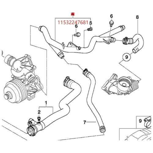 Tuyau de retour d'eau 11532247681 radiateur BMW E38 E39 E46 - 2