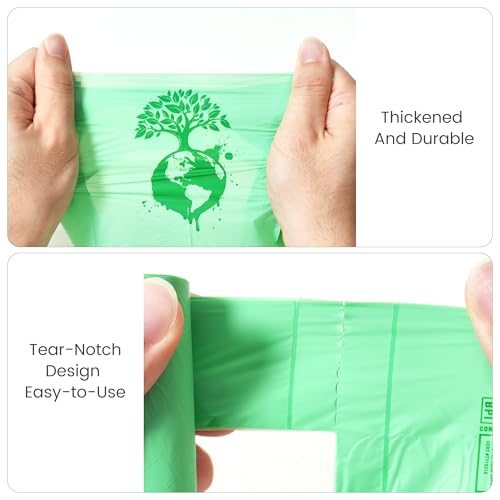 Image of NYEONHRT Certified Compostable Dog Poop Bags, 100 Counts Extra Thick and Leak Proof Biodegradable Pet Poop Handle Tie Bags with US BPI, ASTM D6400, EN13432 and OK Compost Certified (10 Rolls)