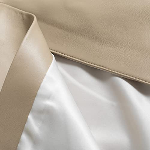 Woman Comfy High Waisted Solid Color Bodycon Skirts Casual Pu Leather A-Line Zipper Midi Hip-Wrapped Skirt Beige #TOP3