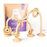 Infatot® Teething Suction Toy – Wood & Silicone Baby Toys 0-6 Months, Sensory Toy for Early Development, Suction Teether for High Chair, Baby Gift for Boys and Girls - Cream