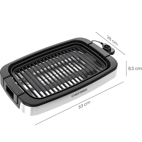 Chefman Indoor Electric Grill 1400W-1650W, 38x23 Large Grilling Surface, Nonstick Table Top Grill for Indoor Grilling and BBQ with Adjustable Temperature Control, Drip Tray, Dishwasher - Safe Parts - Image 7