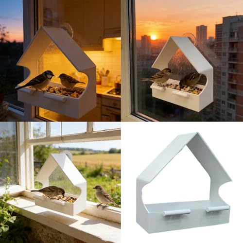 Mangeoire pour oiseaux de fenêtre transparente à grande capacité et ventouses - 3