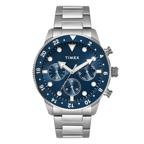 TIMEX Analog Watch for Man with Teal Round Dial & Silver Stainless Steel Bracelet Band Water Resistant Men's Wrist Watches - TWEG272SMU08